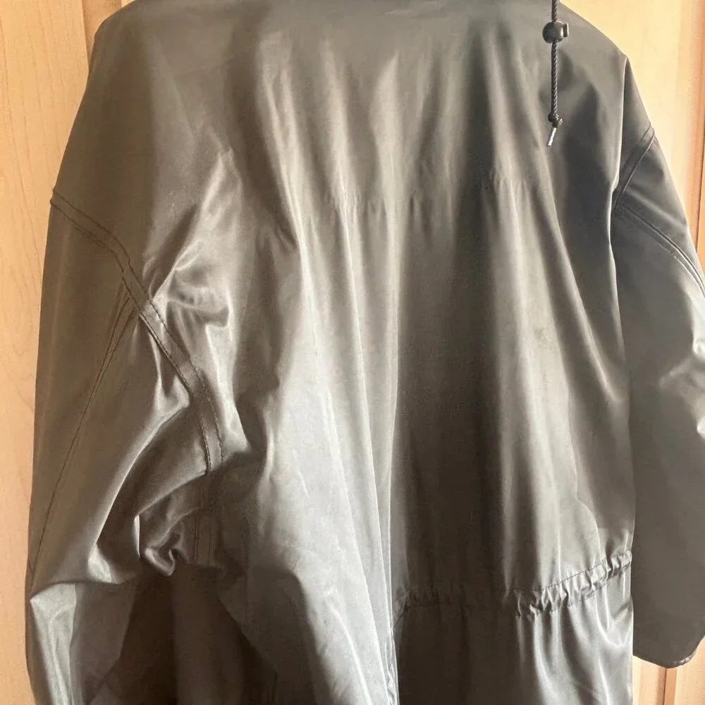 Vintage Wippette Rainthings Black Vinyl Lined Hooded Raincoat Size‎ Large L Mens